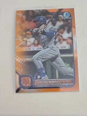 2022 Bowman Chrome Starling Marte Orange Refractor /25 #97 Chicago Bears SSP!!!! - Image 1 of 2