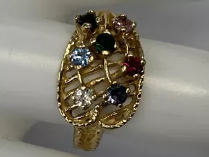 ESTATE 14k yellow gold MOTHERS DAY ring JAN - FEB -- NOV- APR-MAY -JULY- SEPT- - Picture 1 of 9