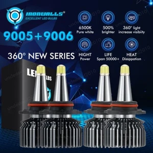 8-sides 9005 9006 LED Headlight Bulbs High / Low Beam Combo Kit 6500K 100000LM - Picture 1 of 15