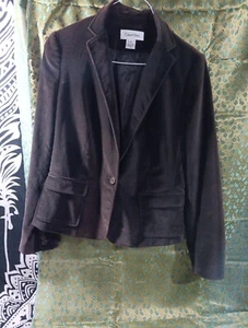 Calvin Klein Women's Black Velvet One-Button Blazer Size: 10 - Picture 1 of 7