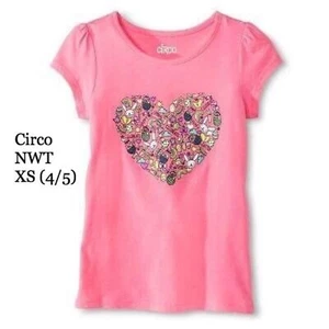 Circo Girls Easter Short Sleeve T-Shirt Size XS 4/5 Pink Springtime Bunny Heart - Picture 1 of 2