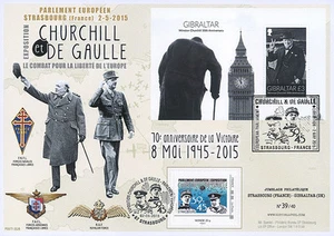 Maxi FDC FRANCE-GIBRALTAR "70 ans Victoire 1945 - DE GAULLE : FAFL & FNFL" 2015 - Imagen 1 de 1