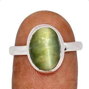 Natürliches Katzenauge 925 Sterling Silber Ring Schmuck Gr.8,5 CR56803 - Bild 1 von 1