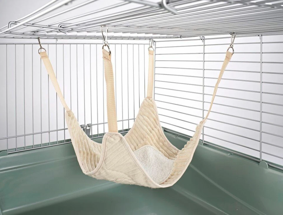 LITTLE FRIENDS Ferret Chinchilla Hammock Bed Toy House Luxury Cream with Plain Fleece Centre