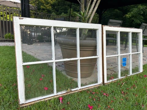 2 - 31 x 25 Vintage Window sashes old 6 pane Frame 1960s  Arts & Craft Cover