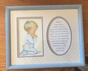 Bedtime Prayer Wall Hanging Now I Lay Me Down to Sleep Rare Frame Boy Religious - Picture 1 of 2