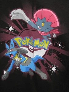 Pokemon Black Long Sleeve Graphic T-Shirt Size M NEW Lucario Weavile - Picture 1 of 3