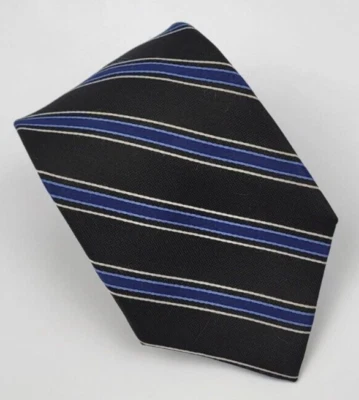Corbata de seda Club Room negro azul blanco rayas hombre 58 x 3,25 Foto 1 de 4