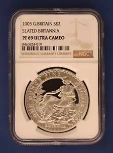 2005 Royal Mint 1oz Silver Proof Britannia £2 coin NGC Graded PF69 with Case/COA - Picture 1 of 3