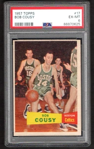 1957 Bob Cousy novato Hof Boston Celtics 625 - PSA ex-Mt 6 - muy bonito - Imagen 1 de 2