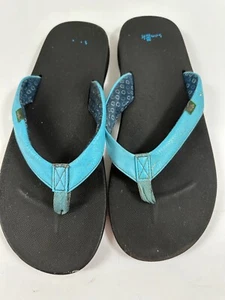 Sanuk Women Flip Flops 11.5 Blue Boho Casual Yoga Mat - Picture 1 of 11
