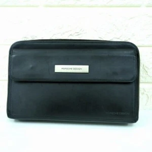 Porches Design Briefcase Business Bag Black Leather 15x24x5cm pre-owned - Picture 1 of 22