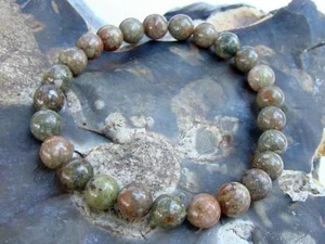 Gemstone Men's Women's ELASTIC bracelet all 8mm UNAKITE beads 7.5inch - Picture 1 of 3
