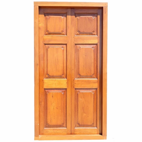 Large Antique Anglo Indian Teak Double Door with Frame 19th century Cover