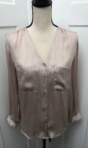 Camicetta donna H&M manica lunga scollo a V a pois blush rosa taglia 6 - Foto 1 di 12