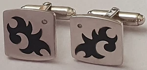 Solid Sterling Silver Natural diamond cufflinks 12 grams 1.5x1.5 cm face - Picture 1 of 5