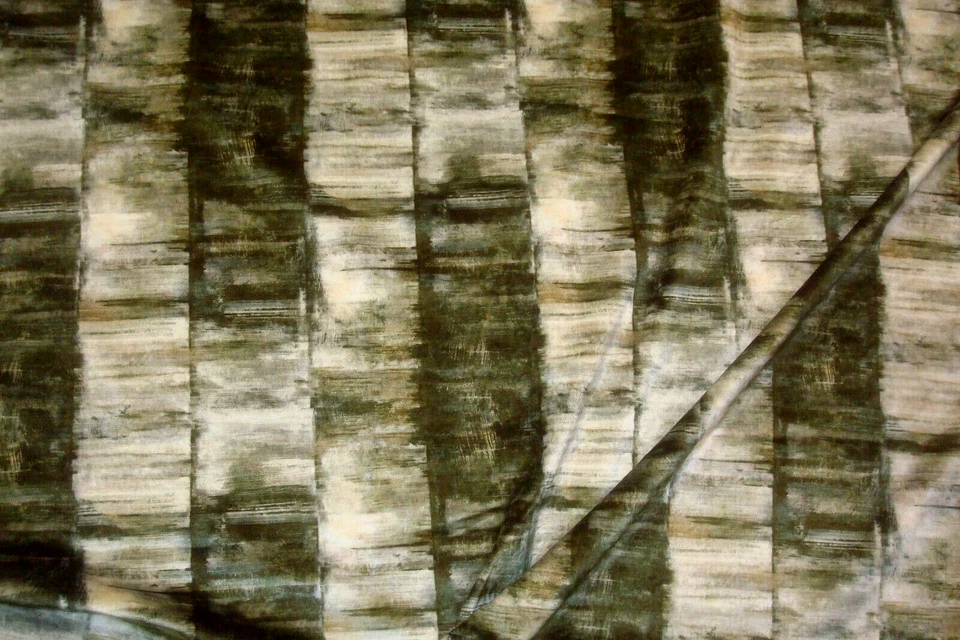 3.69 yds Brentano Fabric Velvet Moss Green Stripe Upholstery 54" x 133" BTP - Image 1 of 4