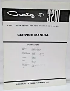 Especificaciones del reproductor de cartucho estéreo doméstico manual de servicio Craig 3201 de 8 pistas - Imagen 1 de 5
