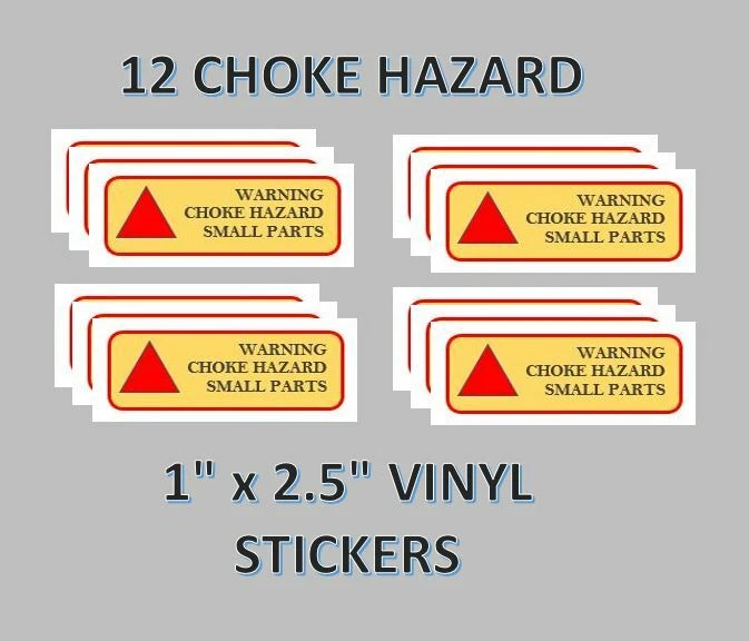 12 Stickers for CHOKE HAZARD Warning 1" x 2.5" Vending Vendstar Candy Machine