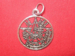 23MM Silver Pewter Wiccan Tetragrammaton Pentagram Star Pendant Charm Necklace   - Picture 1 of 2