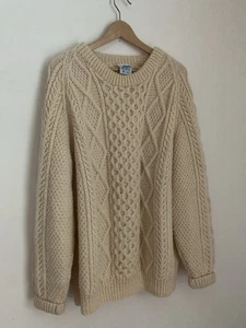 VTG John Molloy Hand Knit 100% Wool Cableknit Ireland Fisherman Sweater Donegal - Imagen 1 de 9