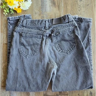 Jeans Lee Jeans 10E Gris Lavado Tiro Alto Mamá Algodón Vintage Años 90 Hechos en EE. UU. 24x23 Foto 1 de 4