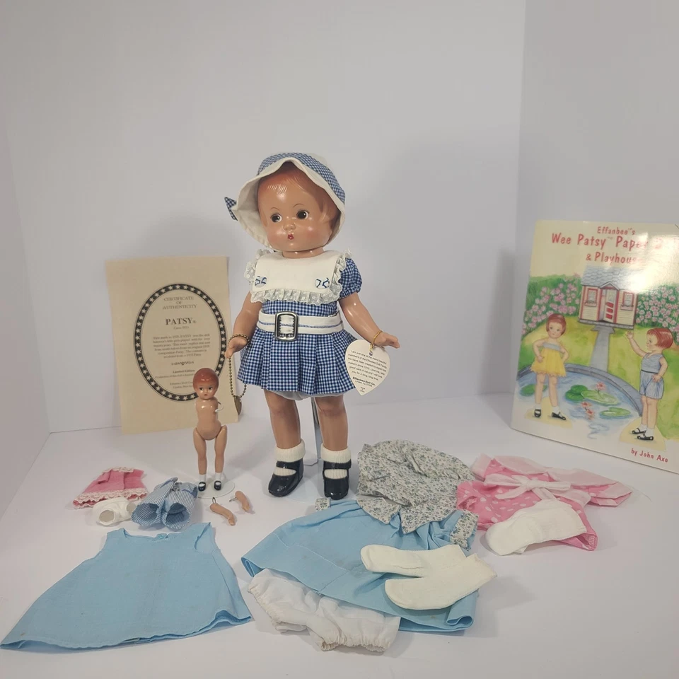 1933 REPLICA Vintage 1996 Effanbee Patsy Doll 12" Blue Gingham Clothes Mini Doll - Image 1 of 4