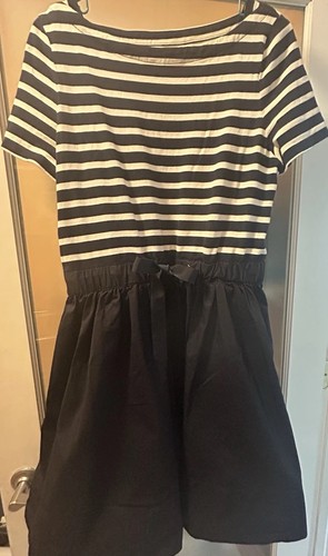 Abito Kate Spade Med a righe in maglia media mista blu navy aderente svasato marinaio nuovo