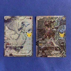 Reshiram & Zekrom Full Arts Pokemon Celebrations 25th Anniversary Cards - NM - Picture 1 of 8