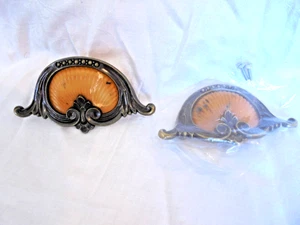 Pair of Reproduction Waterfall Style Drawer Pulls with Plastic Insert - Picture 1 of 4