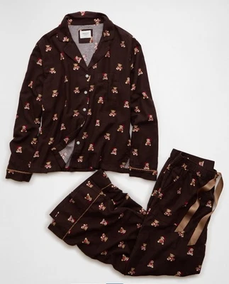 American Eagle AE Navidad Mujer’s Oso de Peluche Santa Franela PJ Set Talla X-Grande Foto 1 de 4