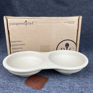 THE PAMPERED CHEF #1372 Gres Microondas Doble Huevo Cocina Tazones para Hornear EE. UU. - Imagen 1 de 12