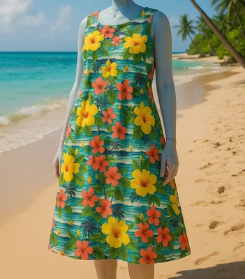 Vintage 70s Shannon Marie Of Hawaii Tropical Cotton Sundress Made in USA  XL - Image 1 of 4