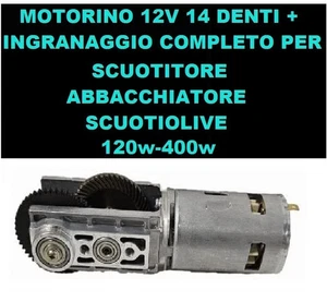 Ricambio Motorino 12v 14Denti +Ingranaggio Completo x Scuotiolive Abbacchiatore - Foto 1 di 5