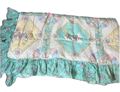 Juego de almohadas dobles ropa de cama cottagecore en mal estado pastel volantes edredón carrusel de colección Foto 1 de 4