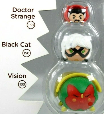 MARVEL TSUM TSUM SERIES 1 VISION, BLACK CAT, DOCTOR STRANGE FIGURES 3 PACK 2016  - Image 1 of 4