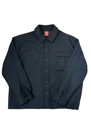 Nike Sportswear Мужская шерстяная смесь рубашка на пуговицах куртка черный размер XL HF0132-010 - Изображение 1 из 4