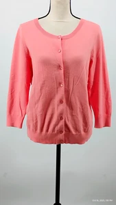 Neu mit Etikett Talbots Cardigan Pimabaumwolle korallenrosa Knopfleiste 3/4-Ärmel Stretch L - Bild 1 von 22