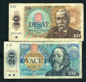 Tschechoslowakei (P94) 10 Korun 1986 & (P95) 20 Korun 1988 - Bild 1 von 2