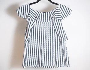 Anthropologie gestreiftes Rüschen Flügelärmel Top Eva Franco Größe S hinten zum Binden - Bild 1 von 14