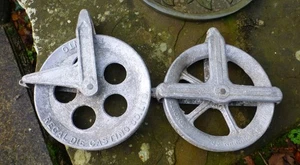 Pair Vintage Reclaimed Pulley Wheel Laundry Dryer Ships Galley Kitchen Toronto - Picture 1 of 14