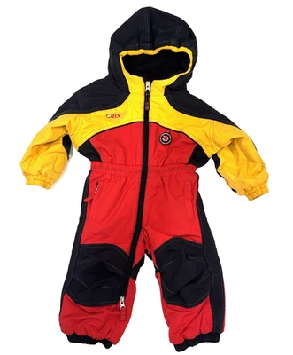 Traje de nieve Obermeyer OBX Preescolar Niños Talla 1 I-Grow Una pieza con cremallera Rojo Amarillo Foto 1 de 4