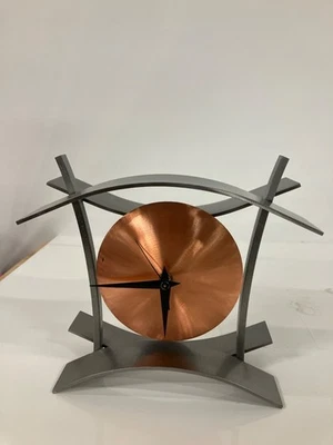 MCM Steel and Copper Matle Clock *Tested/Works* Nice Clock! - Image 1 of 4