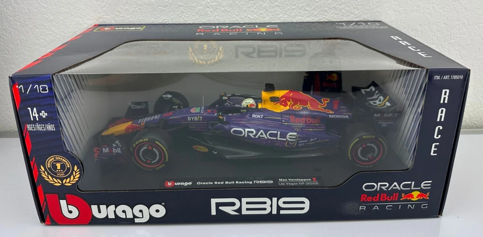 Bburago 1 18 Formula 1 F1 Die-cast Red Bull RB19 2023 Austin GP Max Verstappen