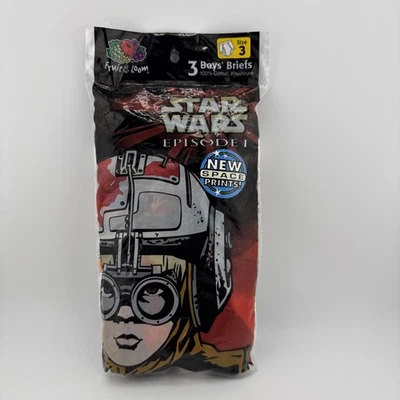 Vintage Boys Size 3 Star Wars Episode 1 Briefs Fruit of the Loom 3 Pack Unopened - Image 1 of 4
