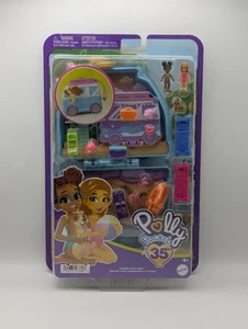 2023 Mattel Polly Pocket Dolls Playset Travel Toys - Seaside Puppy Ride Compact - Picture 1 of 2