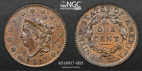 1817 1C CORONET HEAD LARGE CENT NGC "UNC DETAILS" OBV SCRATCHES #6516917-003 Cover