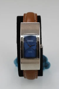 Gerüchte Uhr Damen Silber Edelstahl WR Braun Leder Batterie Blau Quarz - Bild 1 von 6
