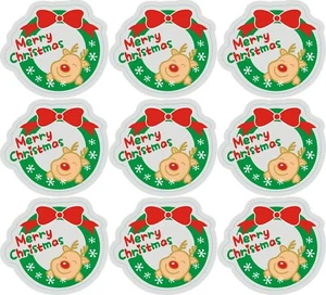 36 Merry Christmas Cute Deer Round Kraft Seal Stickers Favour Box Gift Present - Picture 1 of 2