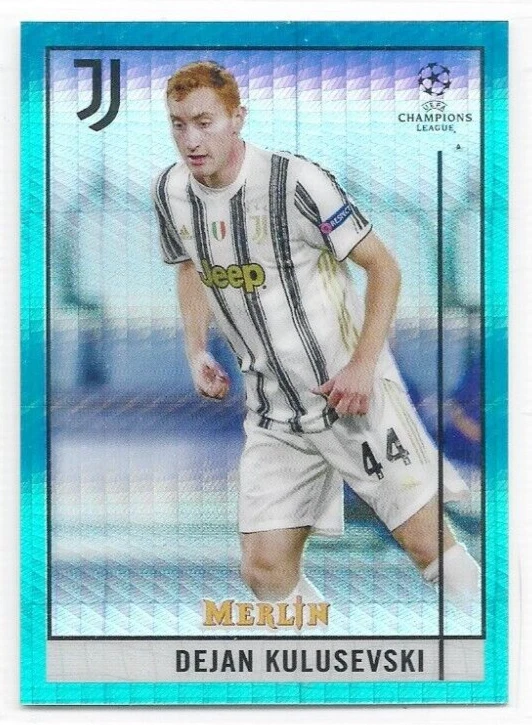 Dejan Kulusevski Juventus 2020-21 Topps Merlin UEFA League Aqua Prism #85 - Image 1 of 1